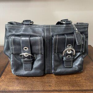 COACH SOHO 8A09 Black Leather Shoulder SATCHEL